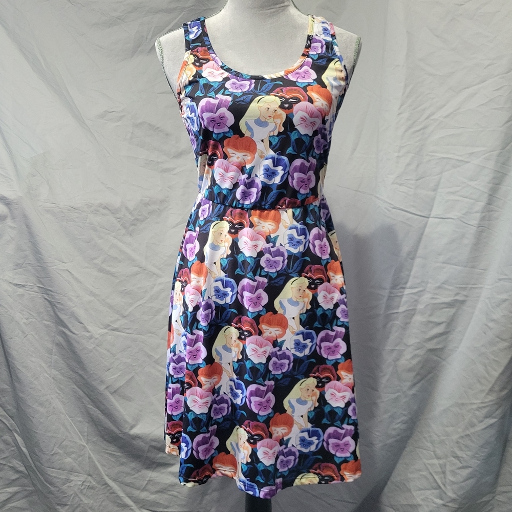 Disney Hot Topic Alice in Wonderland Floral Pansies skater dress - Picture 3 of 7